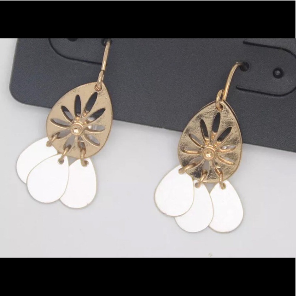GOLD DANGLE CHANDELIER FRINGE TASSEL EARRINGS